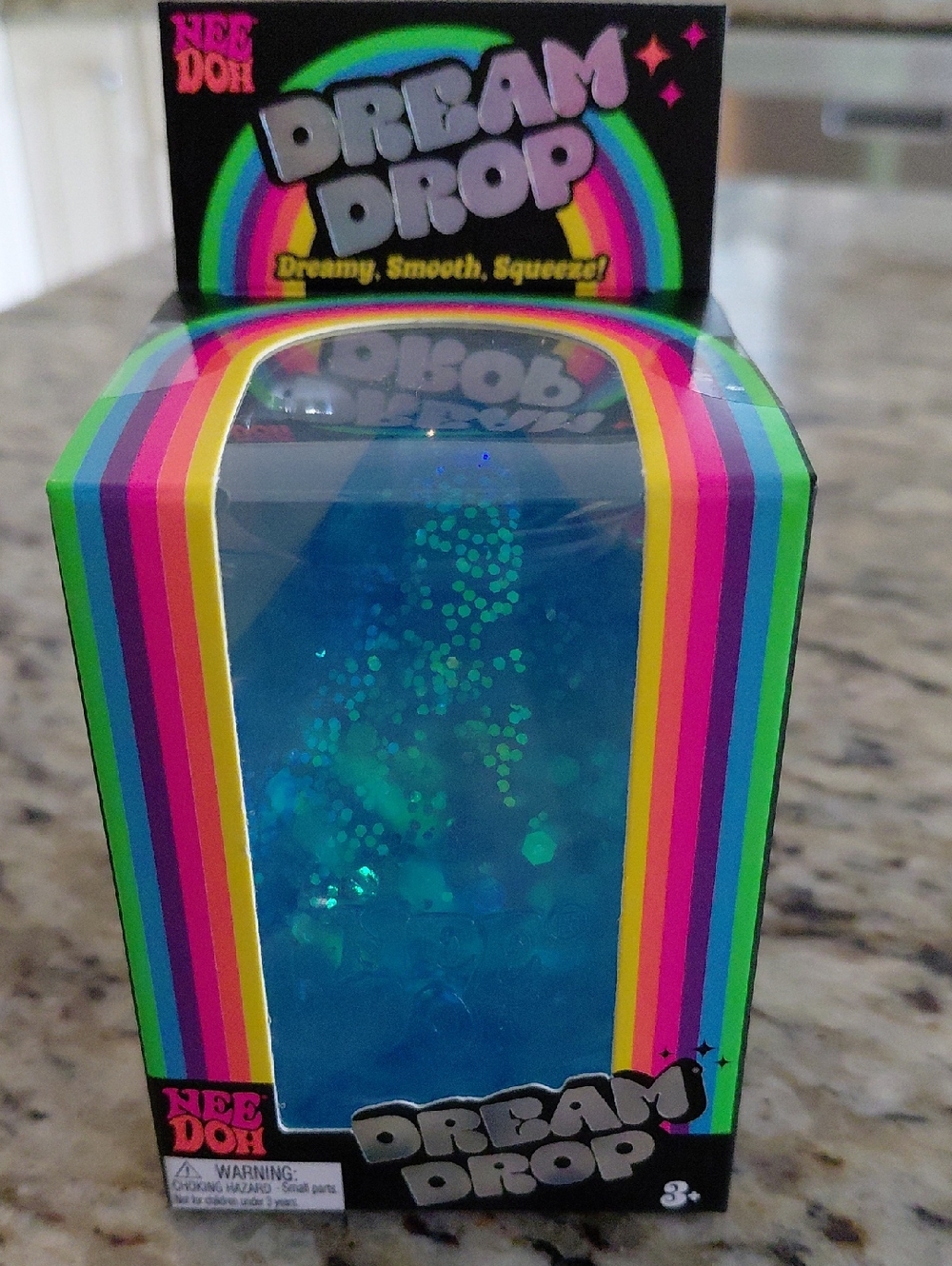Nee Doh Stress Dream Drop Blue Glitter Sensory Squishy Toy